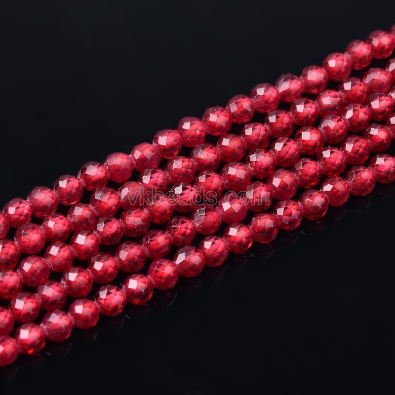 Brick Red Cubic Zirconia Faceted Rounds, Approx 2-5mm, 38cm/strand