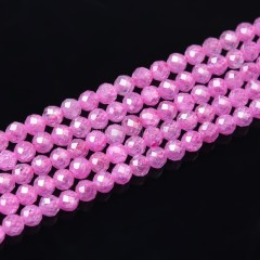 Fuchsia Cubic Zirconia Faceted Rounds, Approx 2-5mm, 38cm/strand