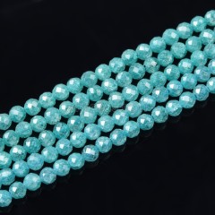 Dark Turquoise Jadeite Cubic Zirconia Faceted Rounds, Approx 2-5mm, 38cm/strand