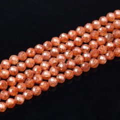 Tangerine Cubic Zirconia Faceted Rounds, Approx 2-5mm, 38cm/strand