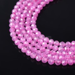 Fuchsia Cubic Zirconia Faceted Rounds, Approx 2-5mm, 38cm/strand