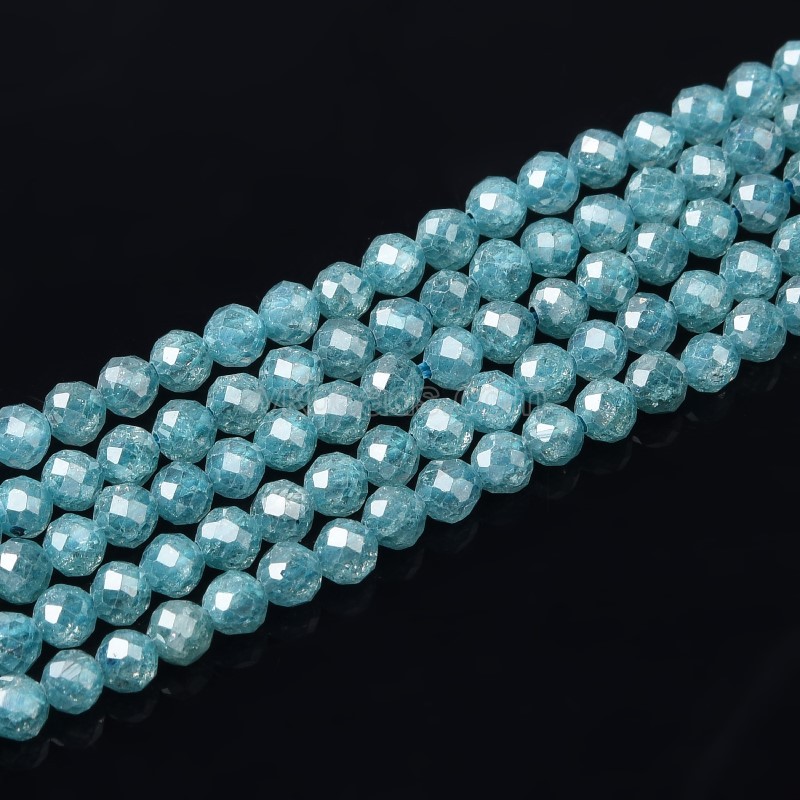 Light Lake Blue Cubic Zirconia Faceted Rounds, Approx 2-5mm, 38cm/strand