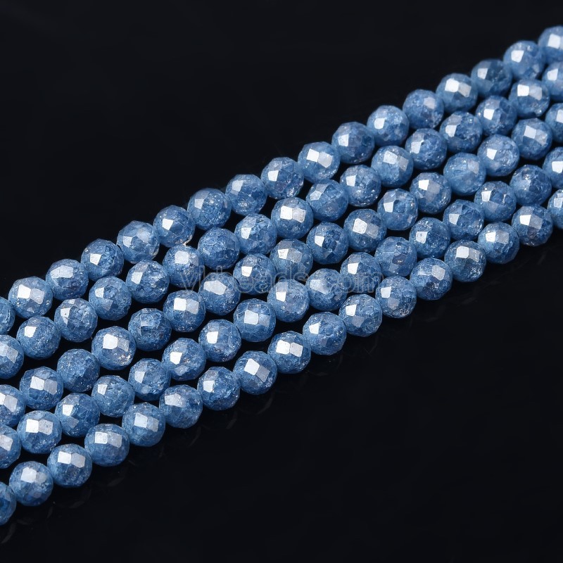 Tanzanite Blue Cubic Zirconia Faceted Rounds, Approx 2-5mm, 38cm/strand