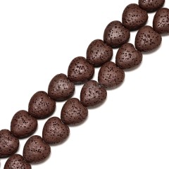Lava Rock Puffy Hearts, Approx 13x14-20x20mm, 38cm/strand