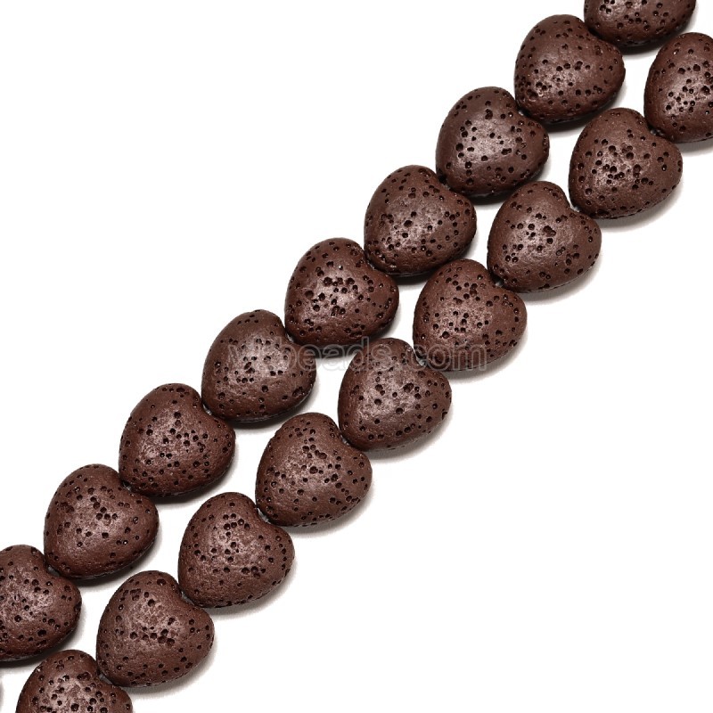 Lava Rock Puffy Hearts, Approx 13x14-20x20mm, 38cm/strand