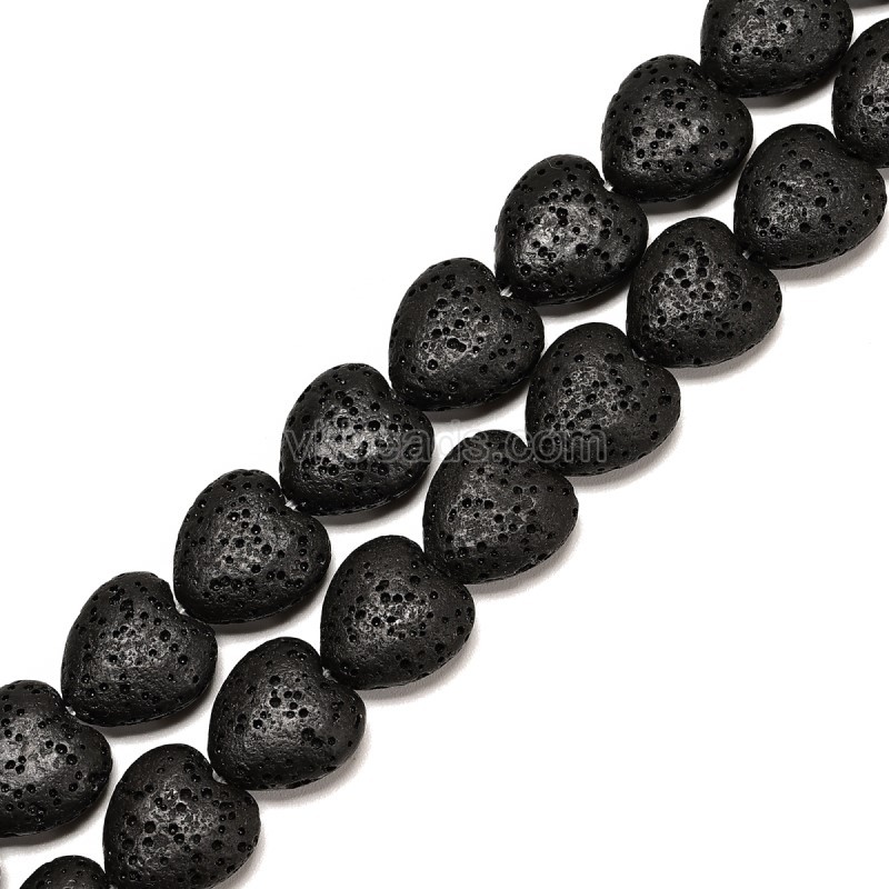 Lava Rock Puffy Hearts, Approx 13x14-20x20mm, 38cm/strand