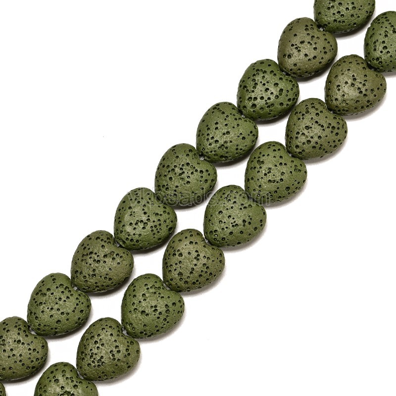 Lava Rock Puffy Hearts, Approx 13x14-20x20mm, 38cm/strand