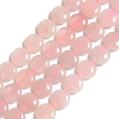 Rose Quartz Smooth Puffy Coins, Approx 16mm, 38cm/strand