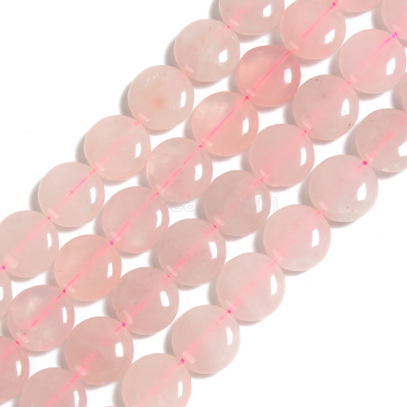 Rose Quartz Smooth Puffy Coins, Approx 16mm, 38cm/strand