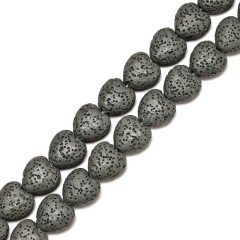 Lava Rock Puffy Hearts, Approx 13x14-20x20mm, 38cm/strand