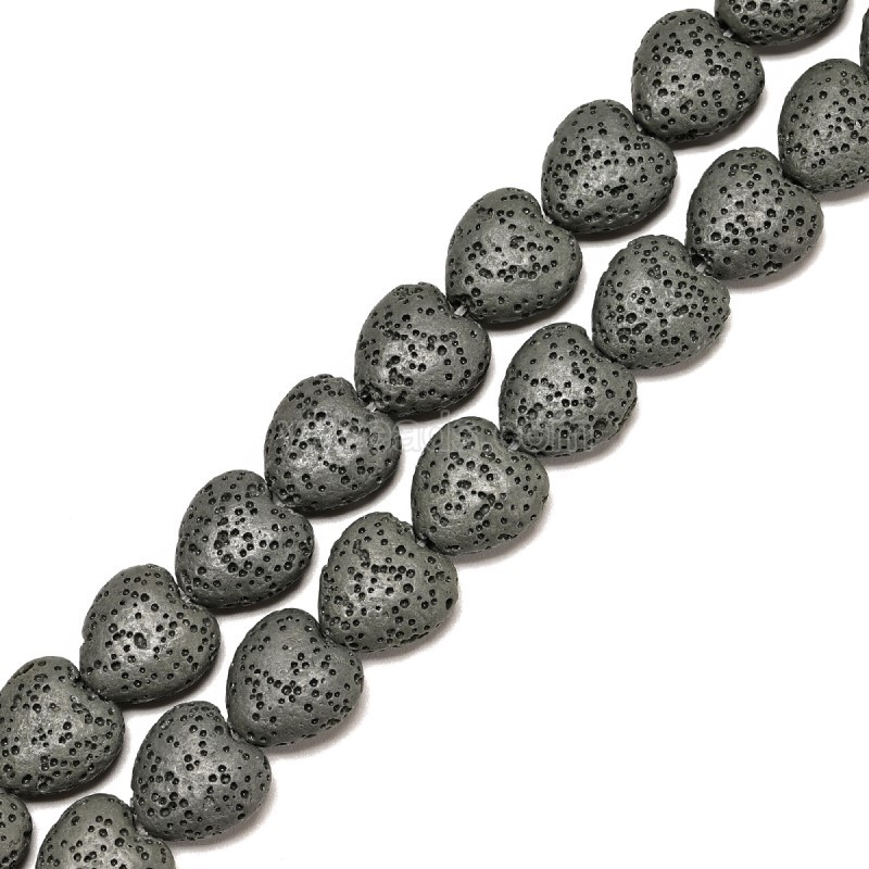 Lava Rock Puffy Hearts, Approx 13x14-20x20mm, 38cm/strand