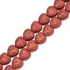 Lava Rock Puffy Hearts, Approx 13x14-20x20mm, 38cm/strand