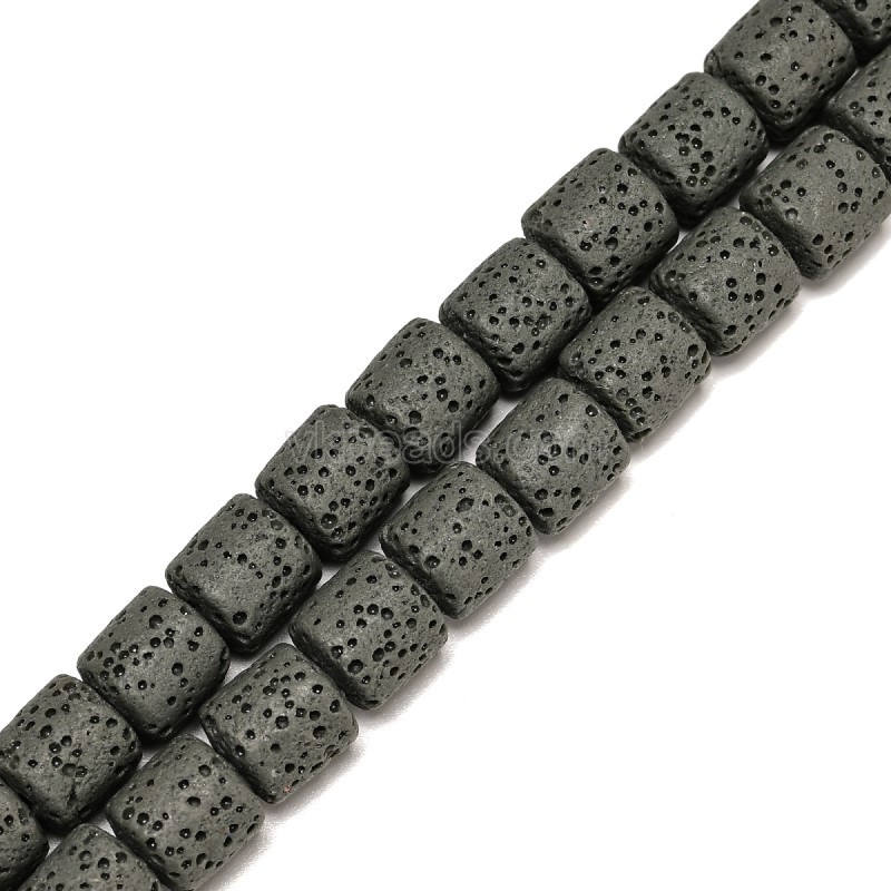 Lava Rock Smooth Columns, Approx 6x6-10x10mm, 38cm/strand