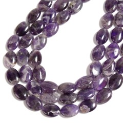 Chevron Amethyst Smooth Puffy Ovals, Approx 13x18mm, 38cm/strand
