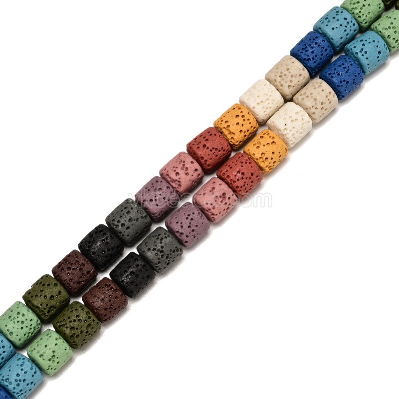 Lava Rock Smooth Columns, Approx 6x6-10x10mm, 38cm/strand
