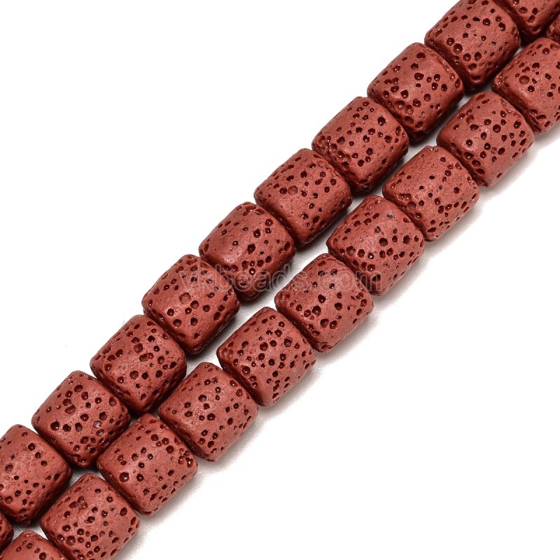 Lava Rock Smooth Columns, Approx 6x6-10x10mm, 38cm/strand