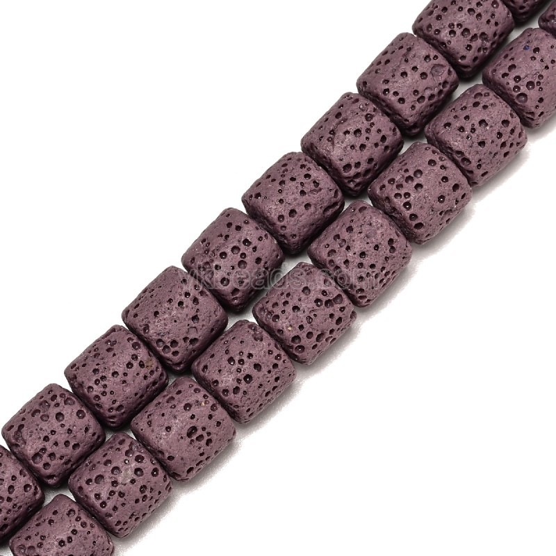 Lava Rock Smooth Columns, Approx 6x6-10x10mm, 38cm/strand