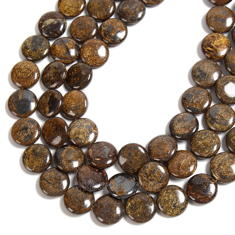 Bronzite Smooth Puffy Coins, Approx 16mm, 38cm/strand