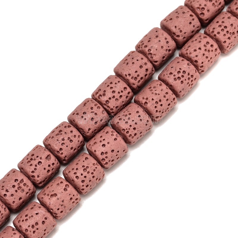 Lava Rock Smooth Columns, Approx 6x6-10x10mm, 38cm/strand