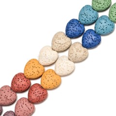 Lava Rock Puffy Hearts, Approx 13x14-20x20mm, 38cm/strand