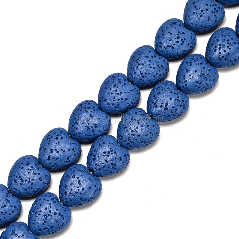 Lava Rock Puffy Hearts, Approx 13x14-20x20mm, 38cm/strand