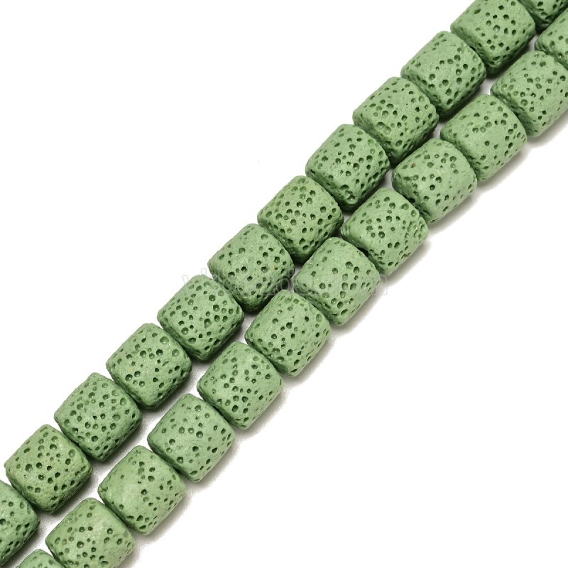 Lava Rock Smooth Columns, Approx 6x6-10x10mm, 38cm/strand