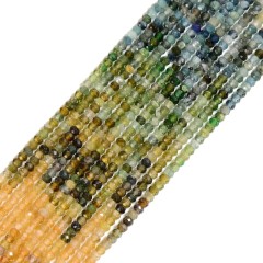 Gradient Multicolor Tourmaline Faceted Rondelles, Approx 2x2.7mm, 38cm/strand