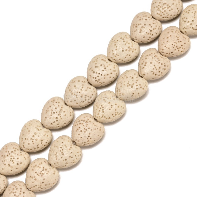 Lava Rock Puffy Hearts, Approx 13x14-20x20mm, 38cm/strand