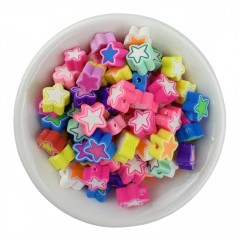 Star Mixed Color Handmade Polymer Clay Beads, Approx 10mm, 50pcs/bag, Sell by Bags