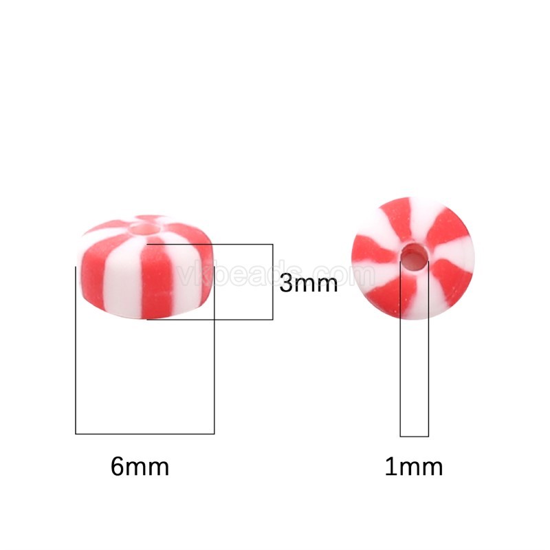 Red White Polymer Clay Flat Round/Disc/Heishi Beads Strands, Approx 3x6mm, 38-39cm/strand