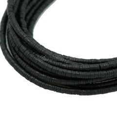 Black Polymer Clay Flat Round/Disc/Heishi Beads Strands, Approx 3-6mm, 38-40cm/strand
