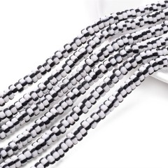 Black White Polymer Clay Flat Round/Disc/Heishi Beads Strands, Approx 3x6mm, 38-39cm/strand