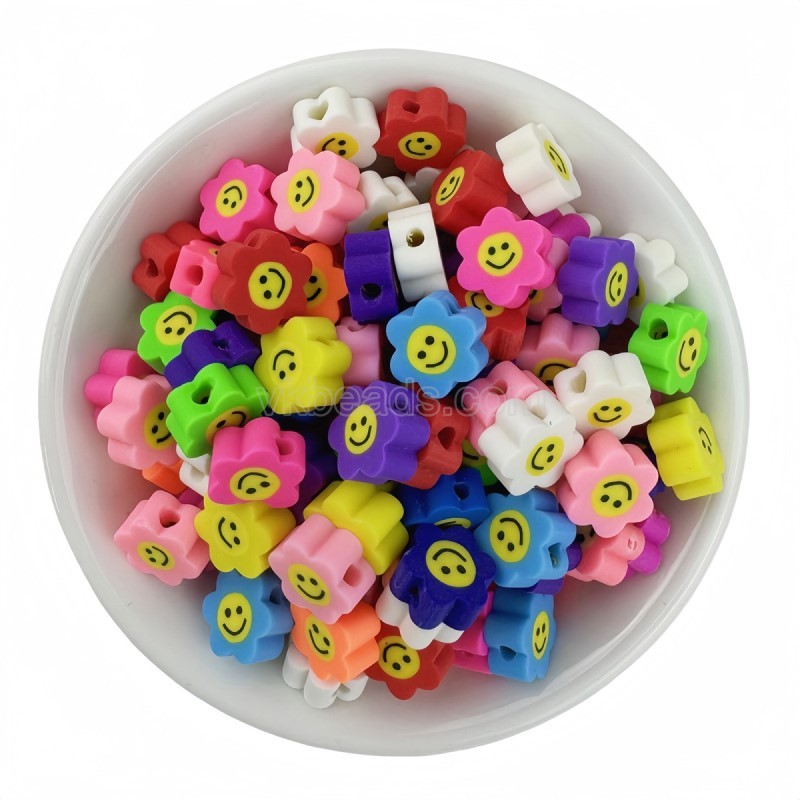 Sunflower Mixed Color Handmade Polymer Clay Beads, Approx 10mm, 50pcs/bag, Sell by Bags