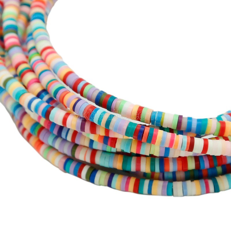 Mixed Color(Light Color Series) Polymer Clay Flat Round/Disc/Heishi Beads Strands, Approx 3-6mm, 38-40cm/strand