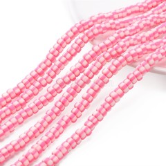 Pink Polymer Clay Flat Round/Disc/Heishi Beads Strands, Approx 3x6mm, 38-39cm/strand