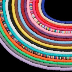 Light Blue Polymer Clay Flat Round/Disc/Heishi Beads Strands, Approx 3-6mm, 38-40cm/strand