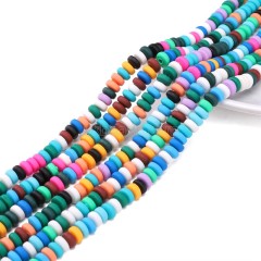 Blue Polymer Clay Smooth Flat Round/Disc/Heishi Beads Strands, Approx 3x6mm, 38-39cm/strand