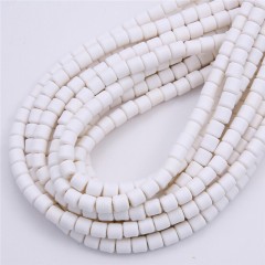 White Polymer Clay Smooth Columns Strands, Approx 3x6mm, 38-39cm/strand