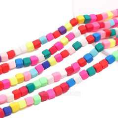 Random Mixed Color Polymer Clay Cube Beads Strands, Approx 6mm, 36-37cm/strand