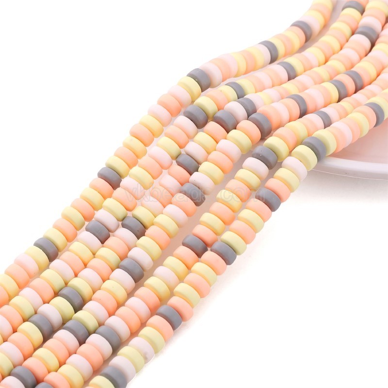 Yellow Polymer Clay Smooth Flat Round/Disc/Heishi Beads Strands, Approx 3x6mm, 38-39cm/strand