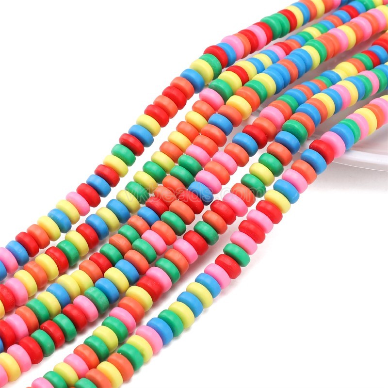 Red Polymer Clay Smooth Flat Round/Disc/Heishi Beads Strands, Approx 3x6mm, 38-39cm/strand