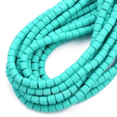 Blue Green Polymer Clay Smooth Columns Strands, Approx 6x6mm, 37-38cm/strand
