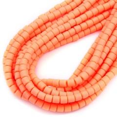 Peach Pink Polymer Clay Smooth Columns Strands, Approx 6x6mm, 37-38cm/strand