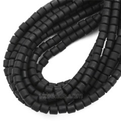 Black Polymer Clay Smooth Columns Strands, Approx 6x6mm, 37-38cm/strand