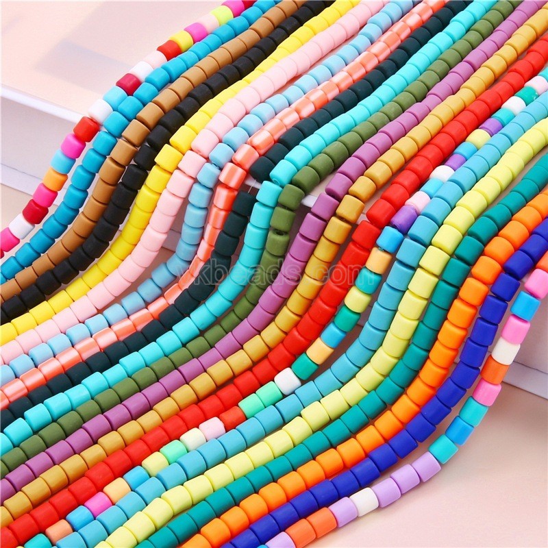 White Polymer Clay Smooth Columns Strands, Approx 3x6mm, 38-39cm/strand
