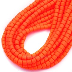 Tangerine Polymer Clay Smooth Columns Strands, Approx 6x6mm, 37-38cm/strand