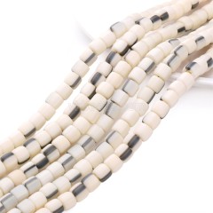 Beige Polymer Clay Smooth Columns Strands, Approx 6x6mm, 37-38cm/strand