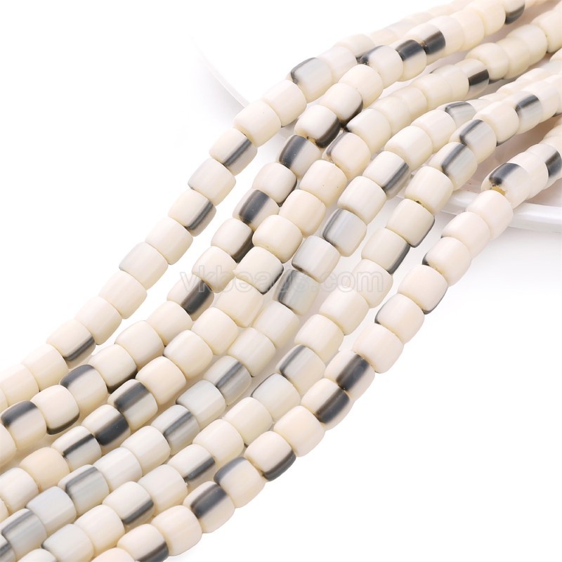 Beige Polymer Clay Smooth Columns Strands, Approx 6x6mm, 37-38cm/strand