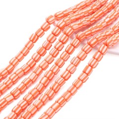 Tangerine Polymer Clay Smooth Columns Strands, Approx 6x6mm, 37-38cm/strand