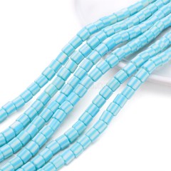 Blue Polymer Clay Smooth Columns Strands, Approx 6x6mm, 37-38cm/strand
